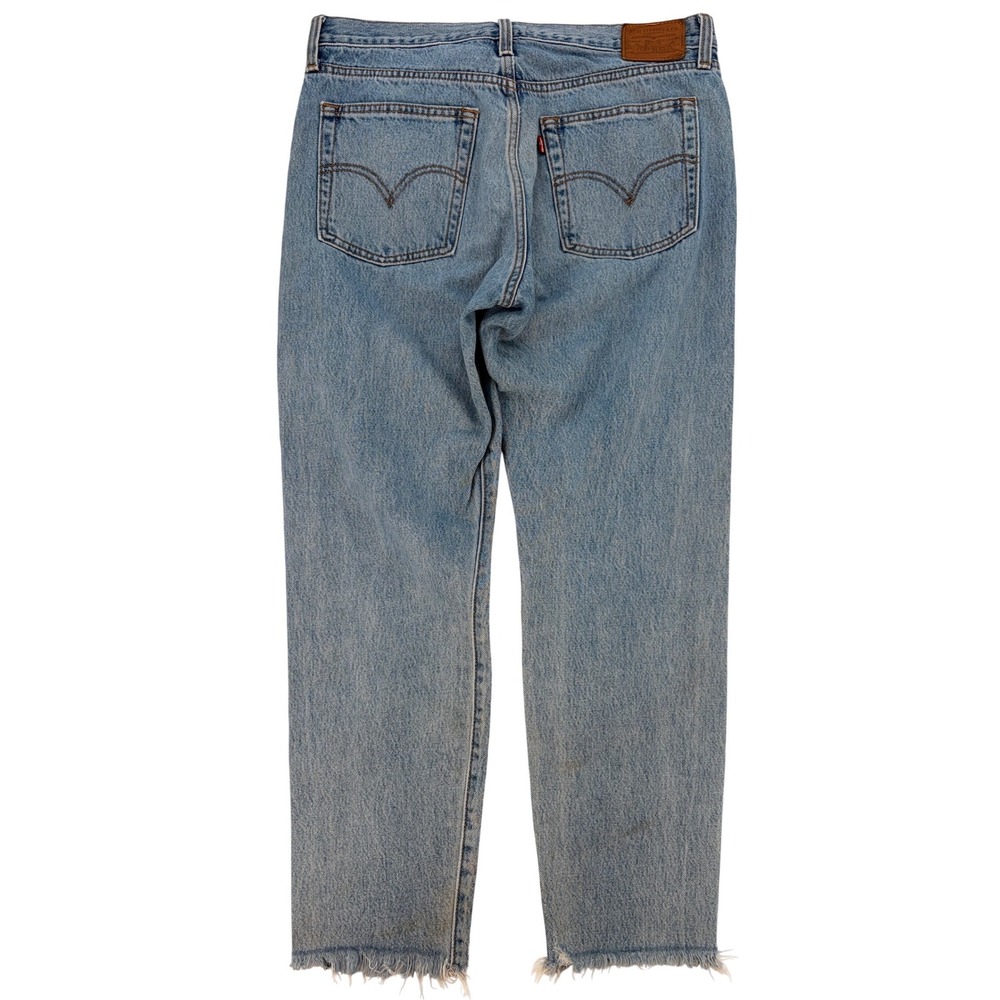 Levi's Wedgie Straight Jeans 30 Vintage Wash‎ Raw Hem Mom Denim Jeans